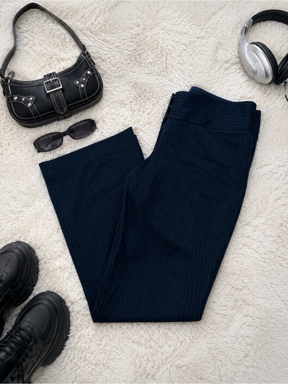 Editor Wide Waistband Pinstripe Pants 8 Short